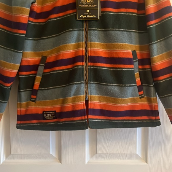 Nigel Cabourn ELEMENT BLANKET ALDER FLEECE Reversible Green & Orange NWT S - Picture 9 of 14